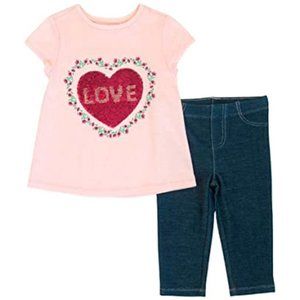 Blush by Us Angels Reversible Sequins Leggings and Tee Shirt Set Pink Size 7/8